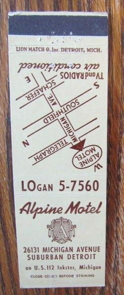 Alpine Motel - Matchbook (newer photo)